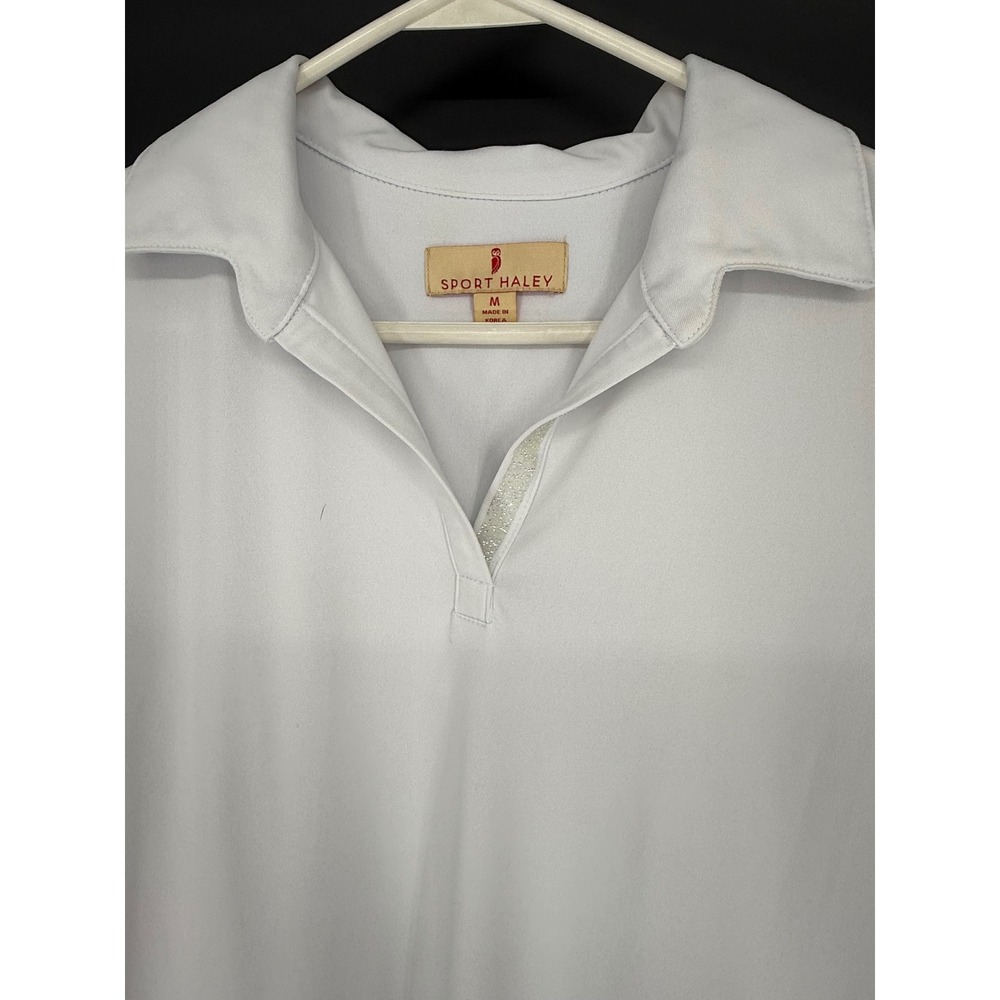 Sport‎ Haley Womens White Short Sleeve Polo Golf Shirt Rhinestone Collar M